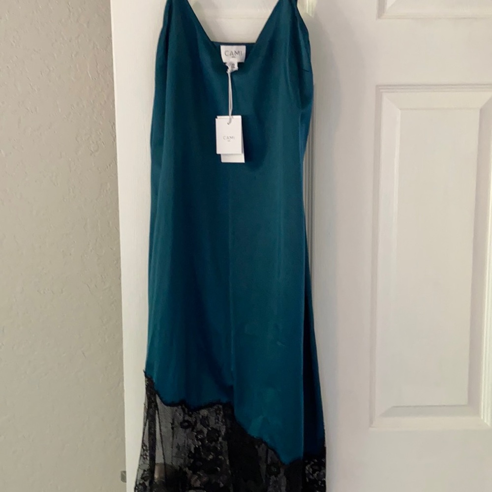 New Cami NYC asymmetric lace slip dress